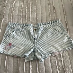 American Eagle Outfitters Light Blue Striped Denim Shorts